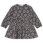 Younger Girls Grey Heart Dress, 2, hi-res