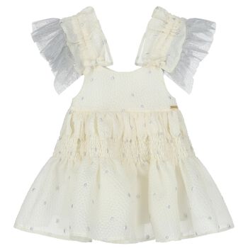 Girls Ivory Ruffled Dress