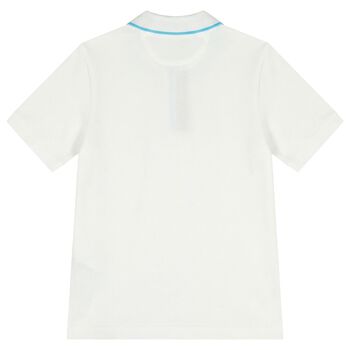 قميص بولو باللون الابيض بالشعار للأولاد
