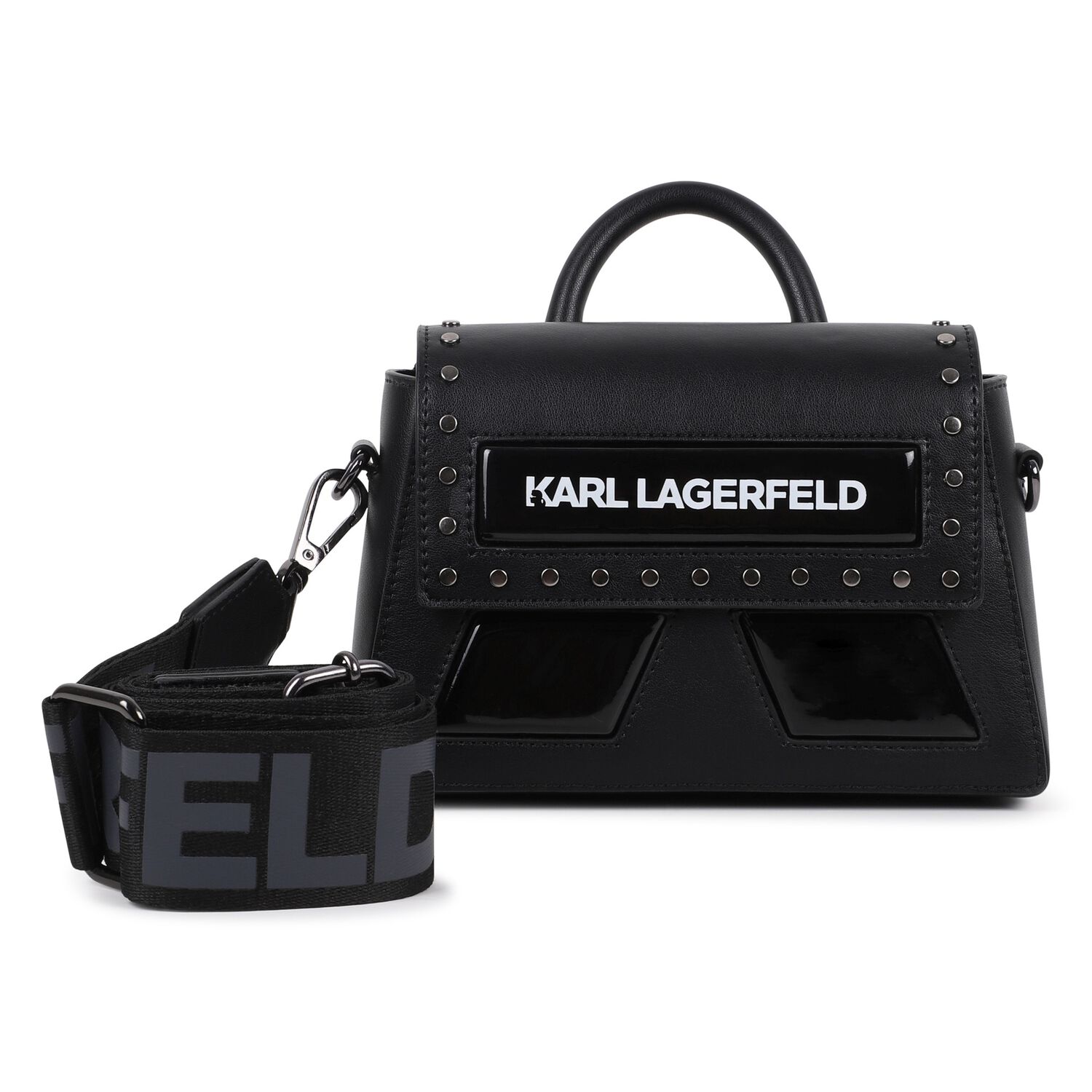 Girls Black Logo Hand Bag, 1, hi-res