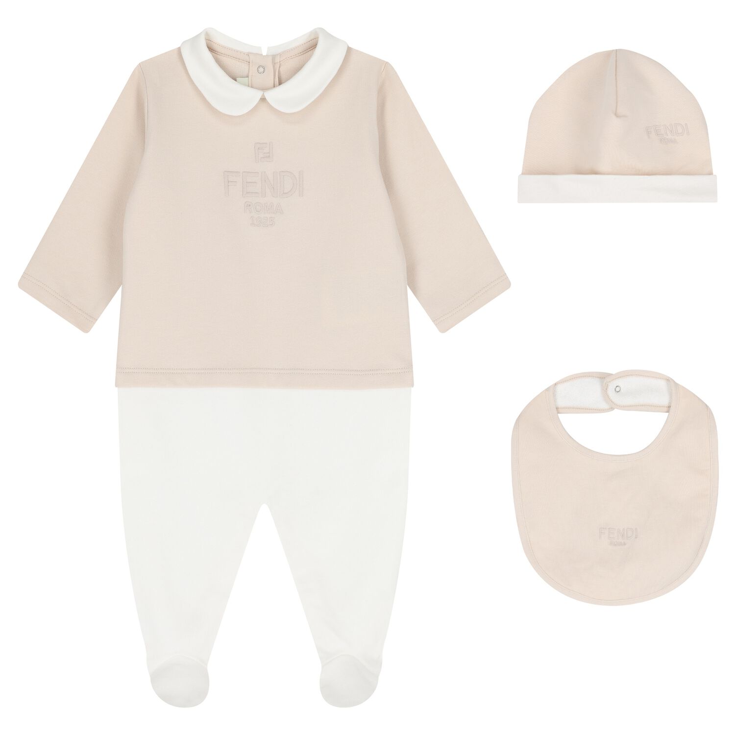 Beige & White Logo Babygrow Gift Set, 1, hi-res image number null