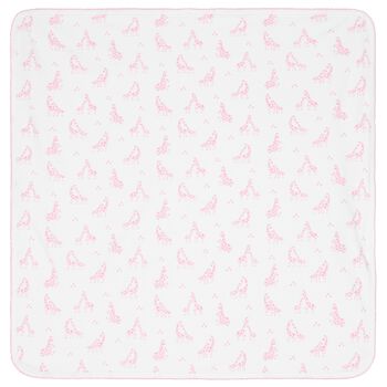 Baby Girls White & Pink Giraffe Blanket