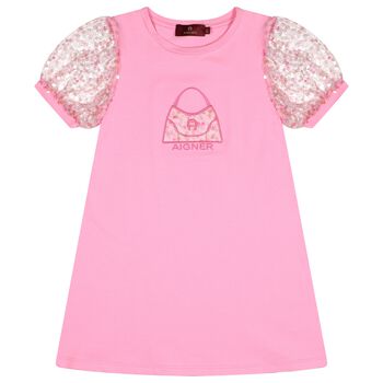 Girls Pink Sequin Bag Dress