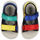 Boys Multi-Coloured Logo Sandals, 1, hi-res