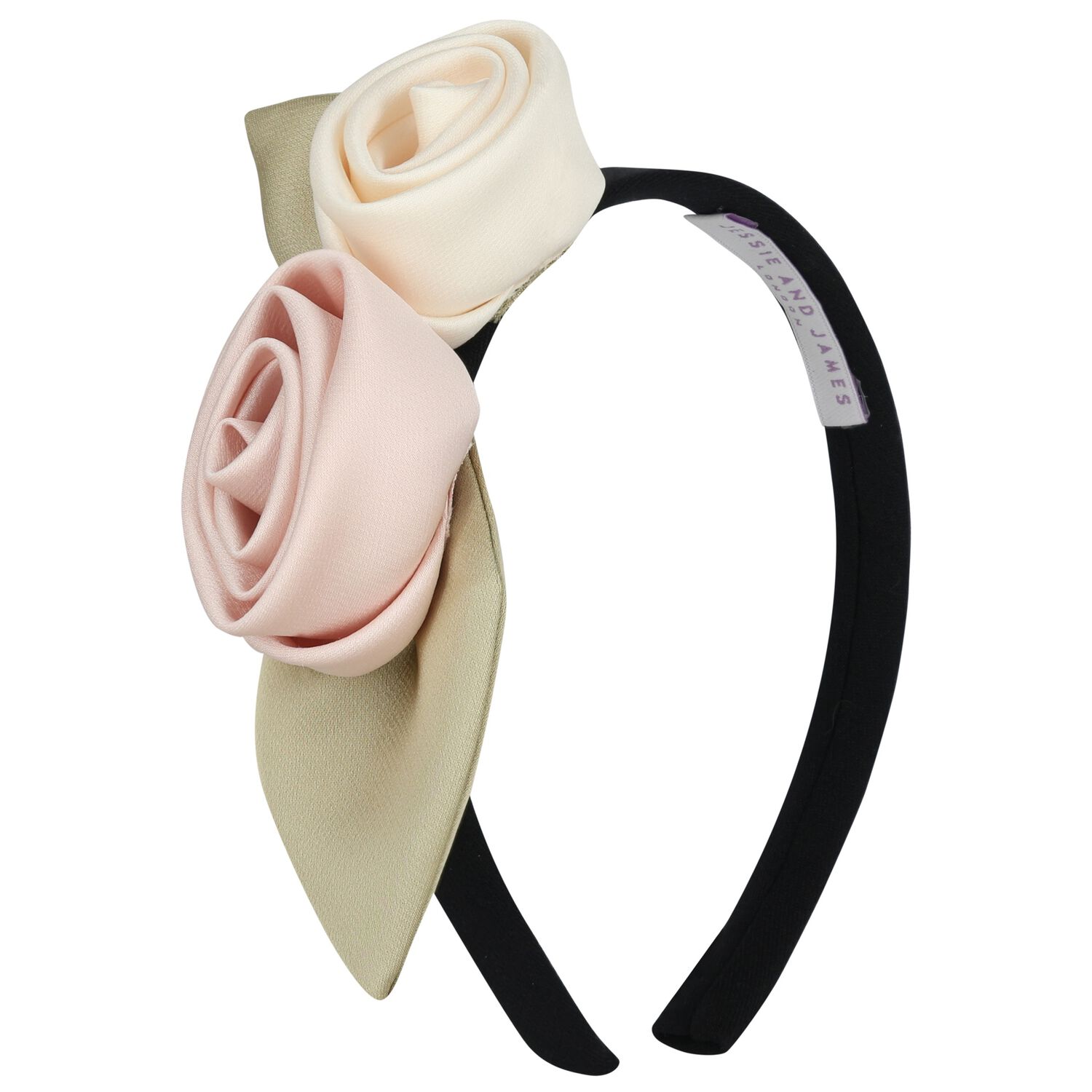 Girls Pink & Black 3D Flower Headband, 1, hi-res