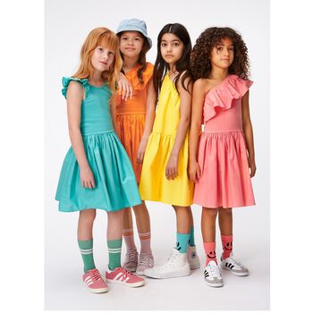 Girls Aqua Ruffle Cloudia Dress