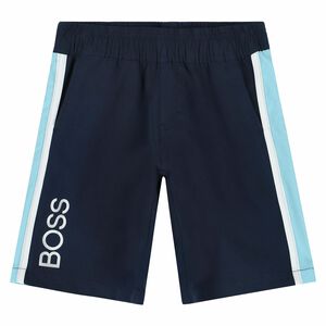 Boys Navy & Aqua Logo Shorts