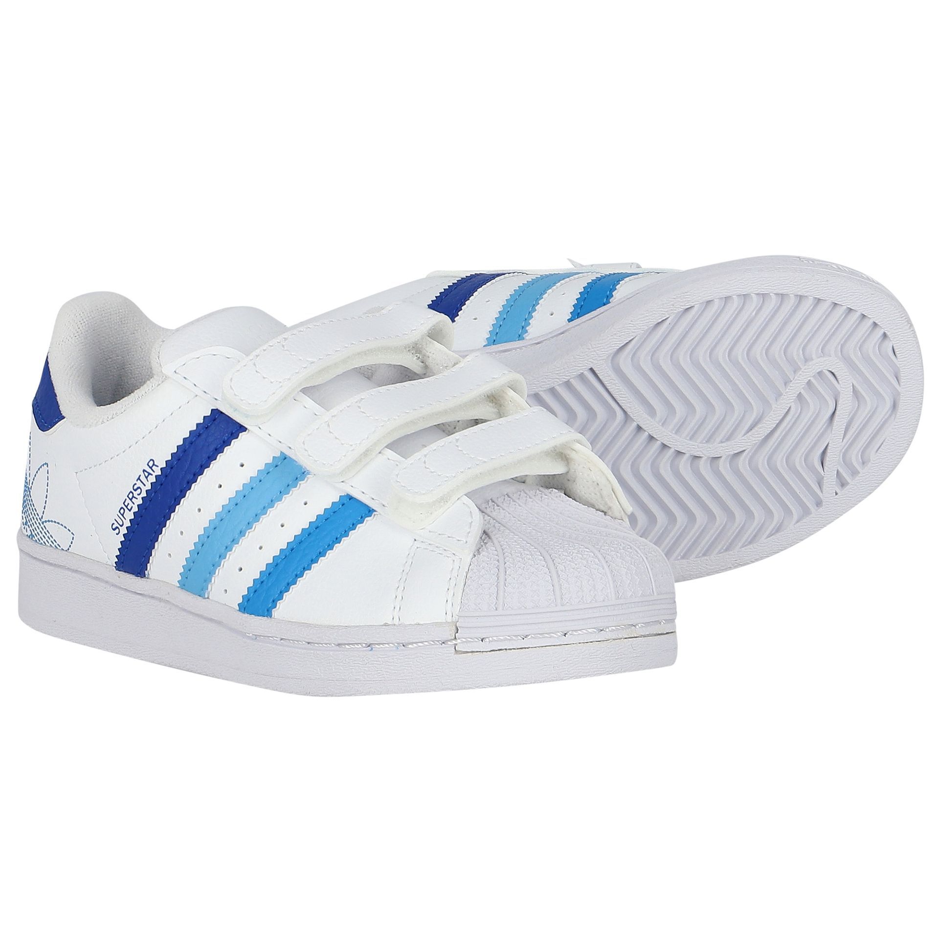 adidas Originals White Blue Superstar CF Trainers Junior Couture