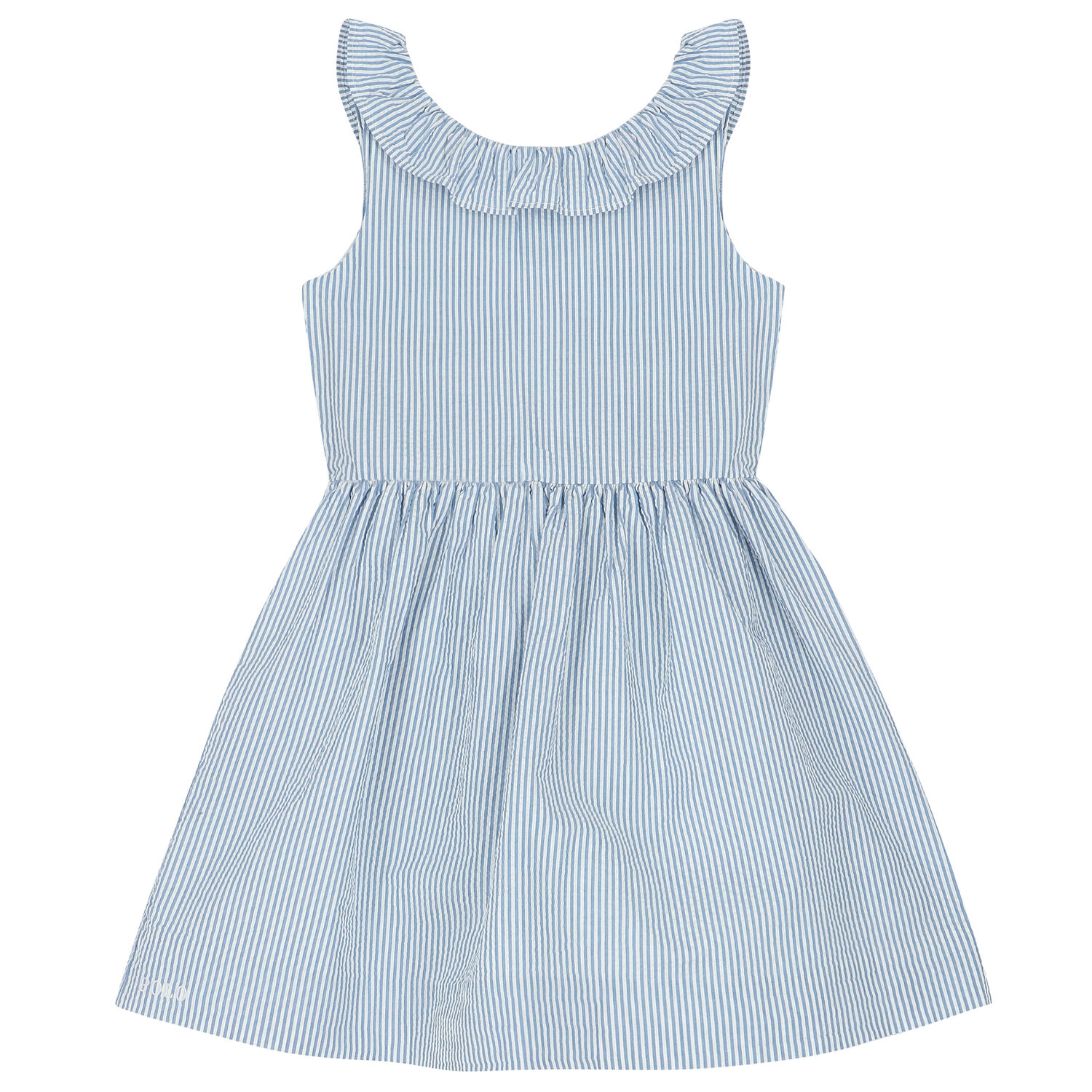 Girls Blue & White Striped Dress, 1, hi-res image number null