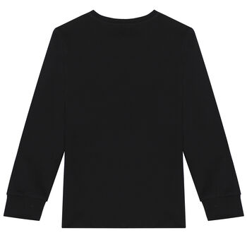 Boys Black Logo Long Sleeve Top