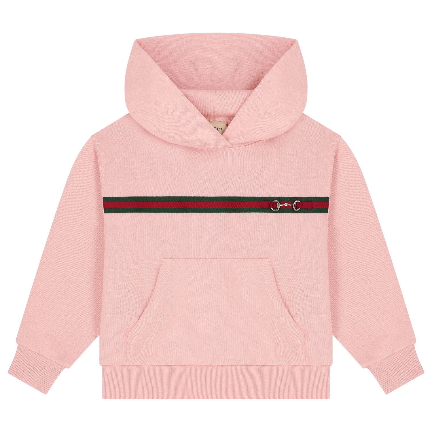 Girls Pink Web Striped Hooded Top, 1, hi-res image number null