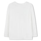 Girls Ivory Logo Long Sleeve Top, 1, hi-res