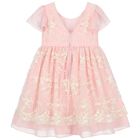 Girls Pink Embroidered Chiffon Dress, 2, hi-res