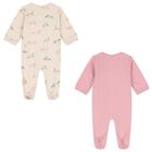 Baby Girls Beige & Pink Animals Babygrows ( 2-Pack ), 3, hi-res