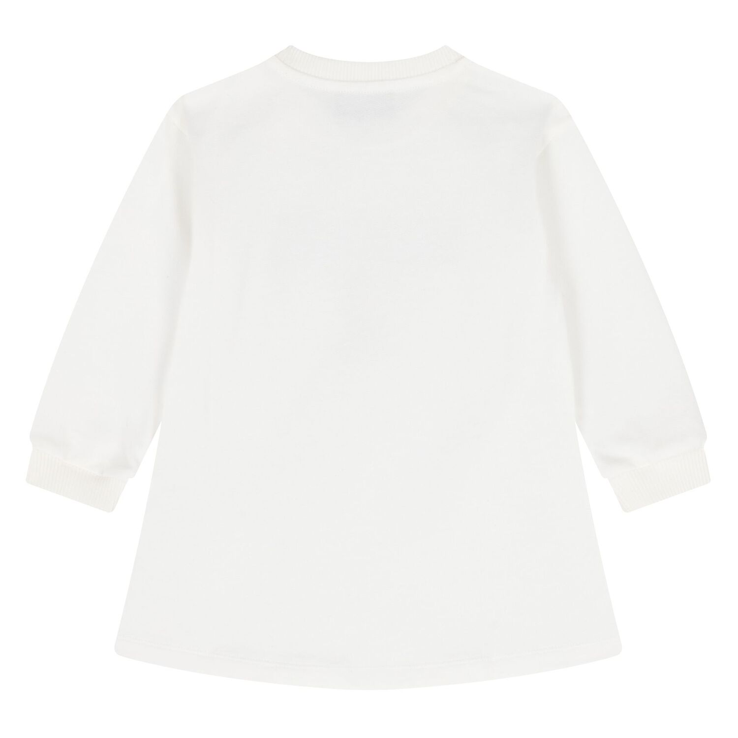 Younger Girls White Teddy Bear Logo Dress, 1, hi-res