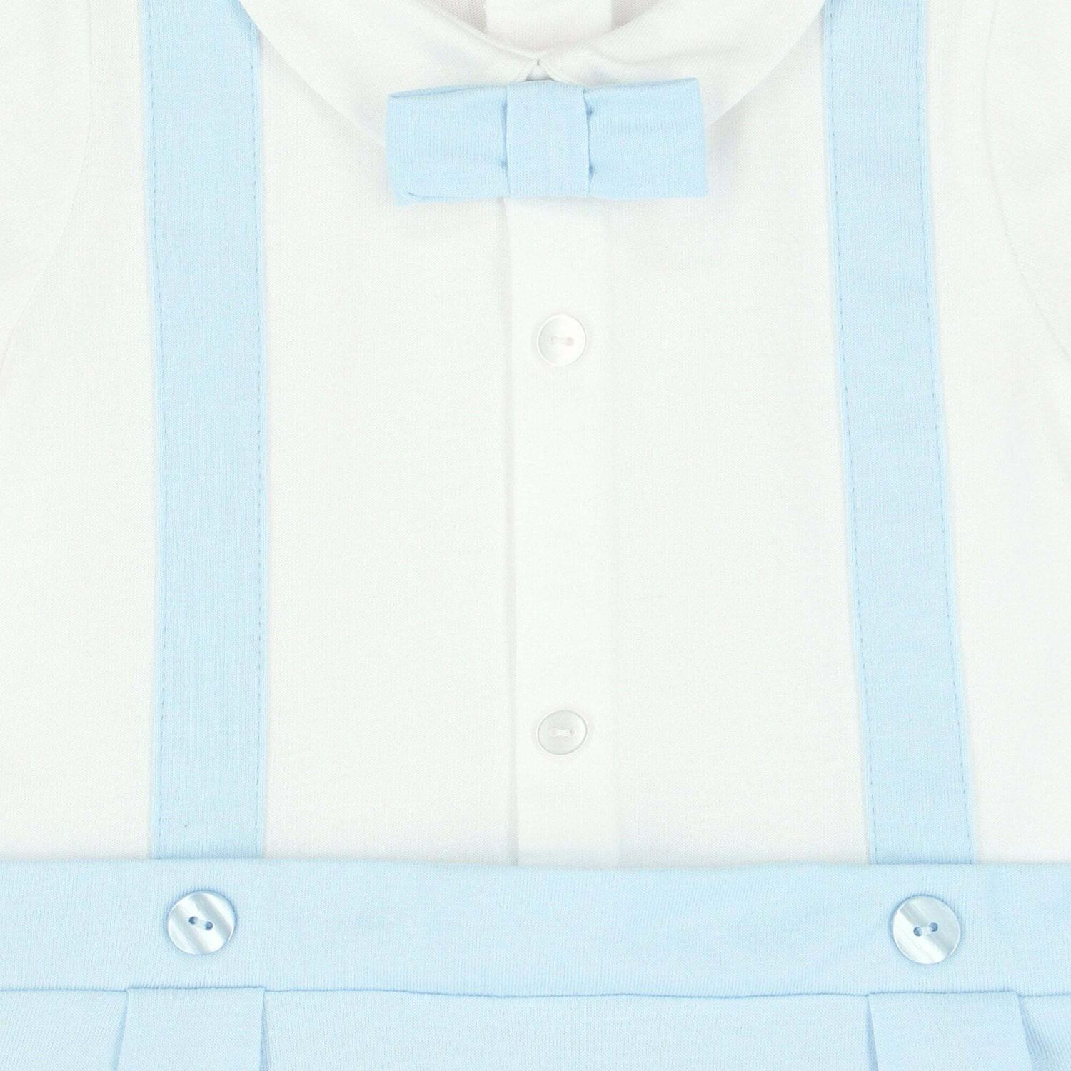 Baby Boys White & Blue Romper, 1, hi-res