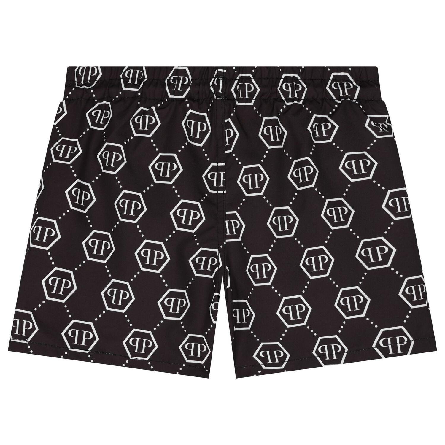 Boys Black Monogram Logo Swim Shorts, 1, hi-res image number null