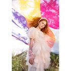 Girls Beige Embellished Tulle Dress, 1, hi-res