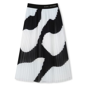 Girls Black & Ivory Zebra Pleated Skirt