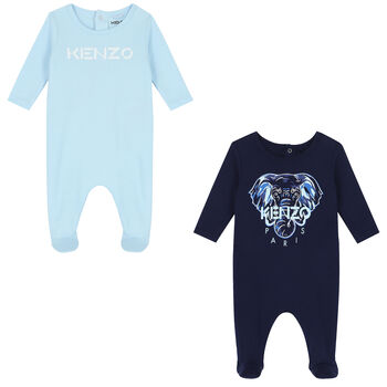 Baby Boys Navy & Blue Logo Babygrow ( 2-Pack )