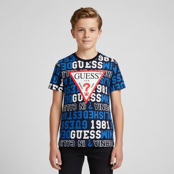 تيشيرت أولاد بالشعار باللون الكحلي