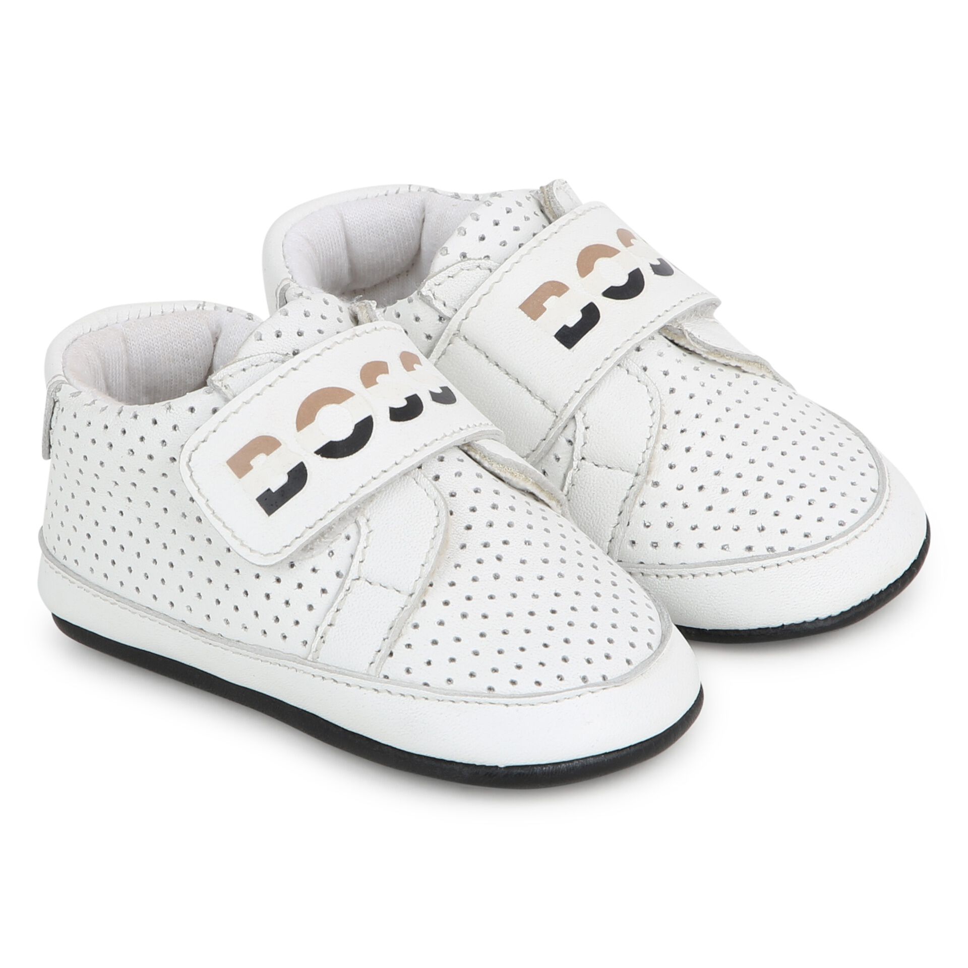 BOSS Baby Boys White Logo Pre Walker Shoes Junior Couture