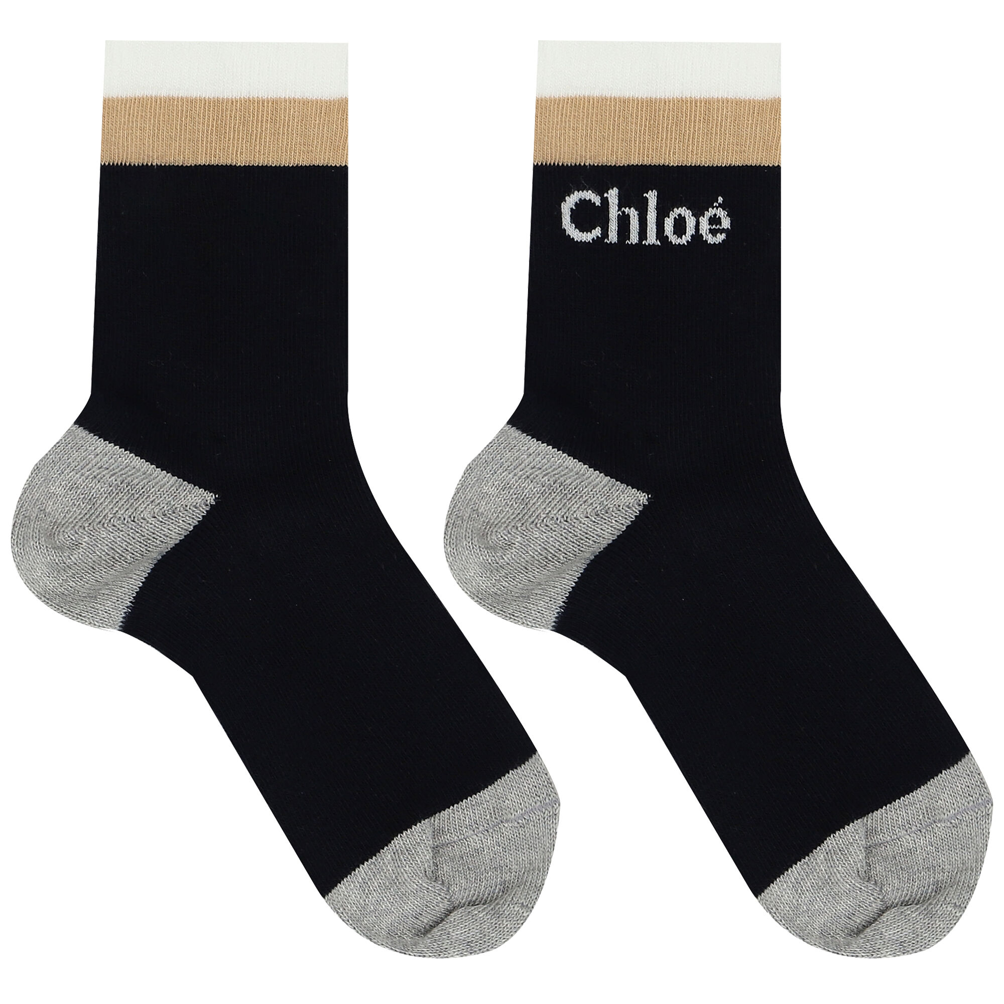 CHLOE Girls Navy Blue Logo Socks Junior Couture
