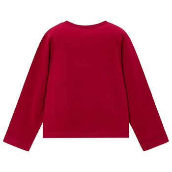 Girls Red Flower Long Sleeve Top