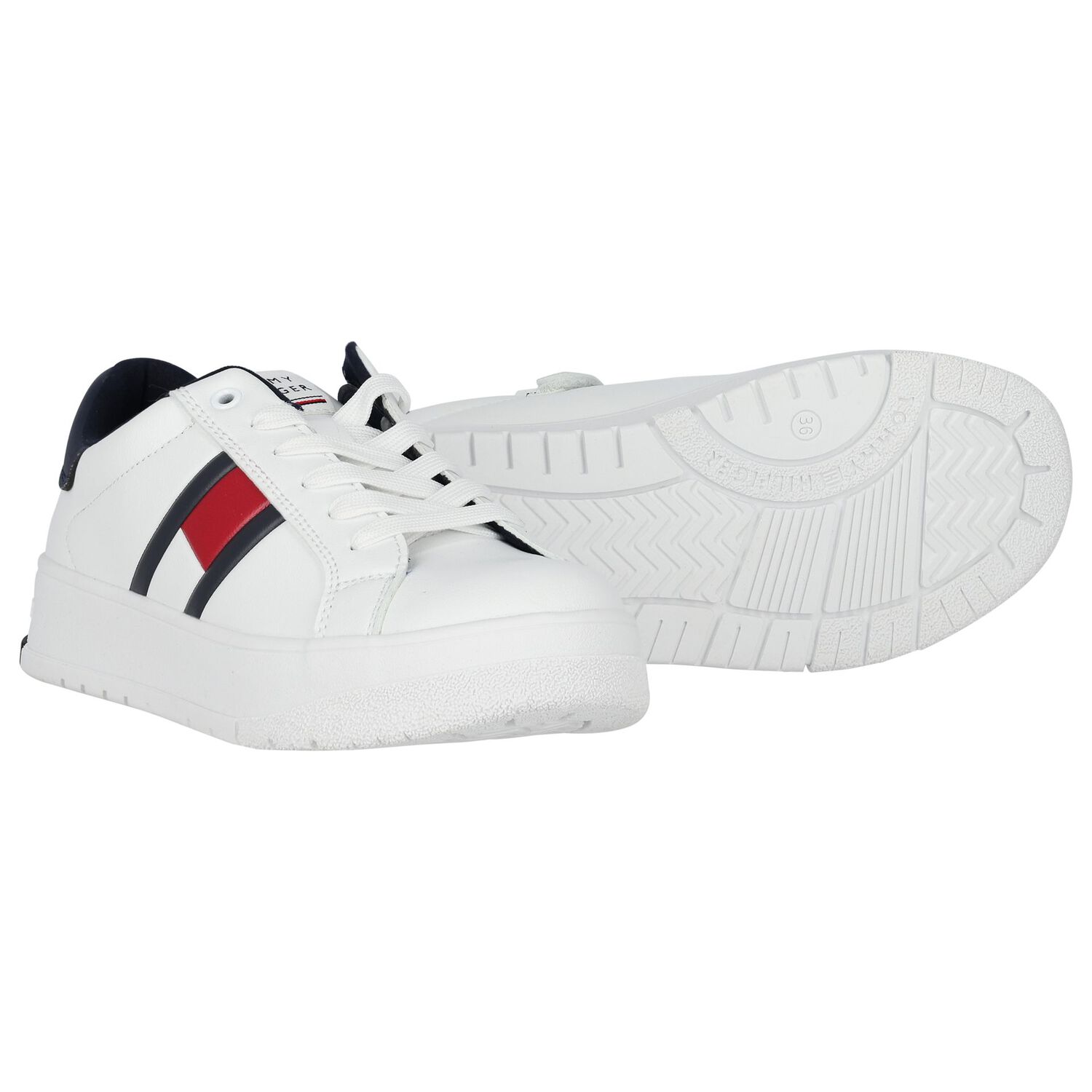 Boys White Logo Trainers, 1, hi-res