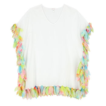 Girls White & Rainbow Petal Kaftan