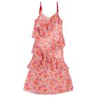 Girls Pink Floral Ruffle Maxi Dress, 1, hi-res