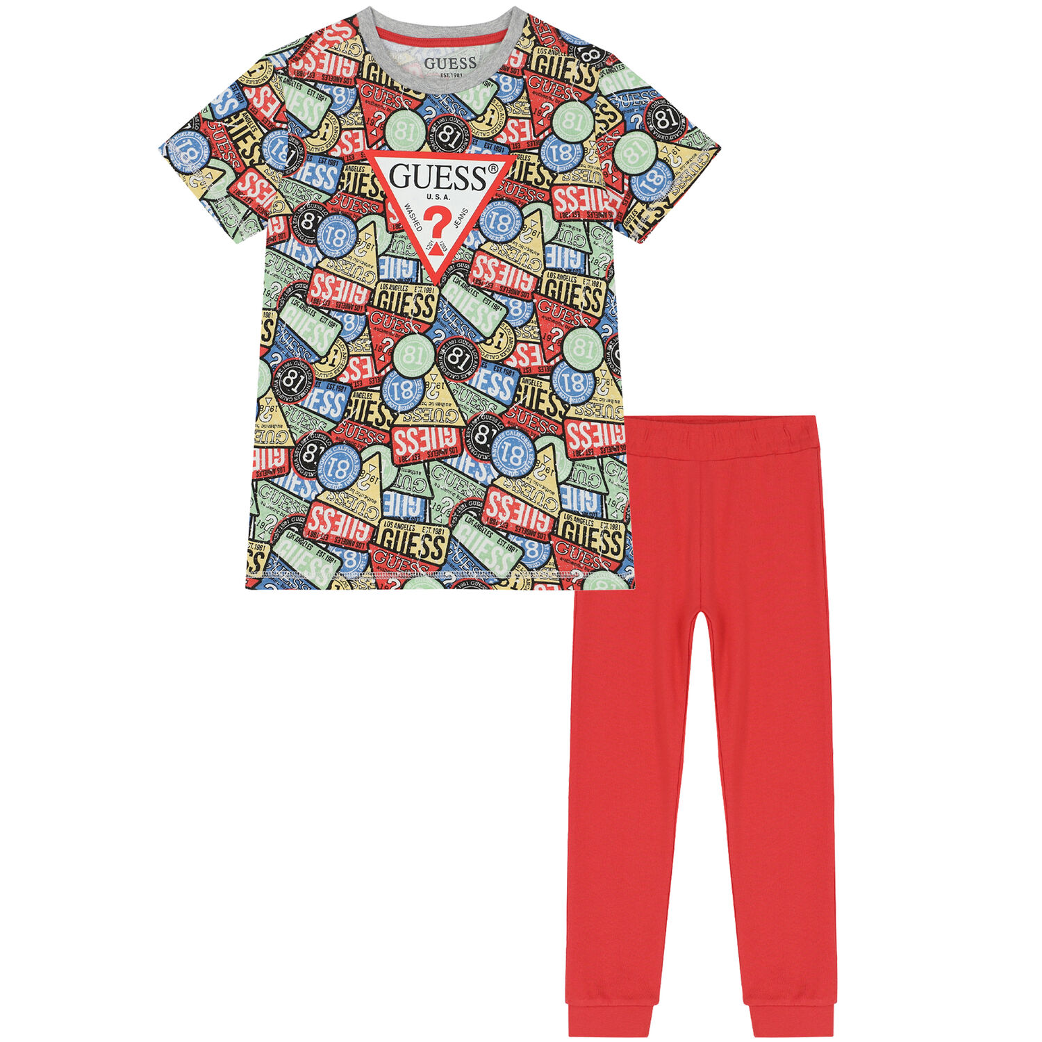 Boys Multi-Colored Logo Trousers Set, 2, hi-res