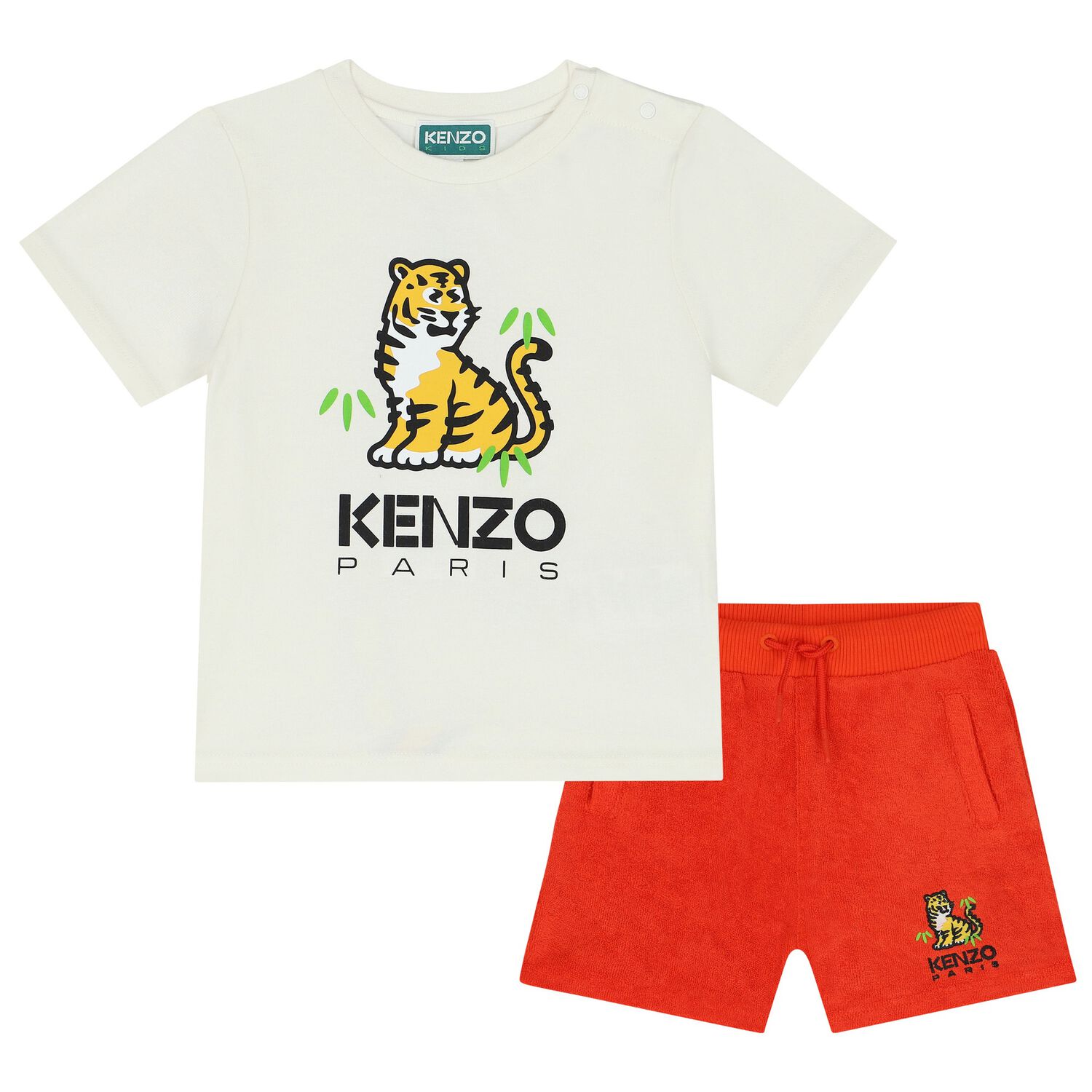KENZO KIDS Younger Boys White & Red Shorts Set | Junior Couture