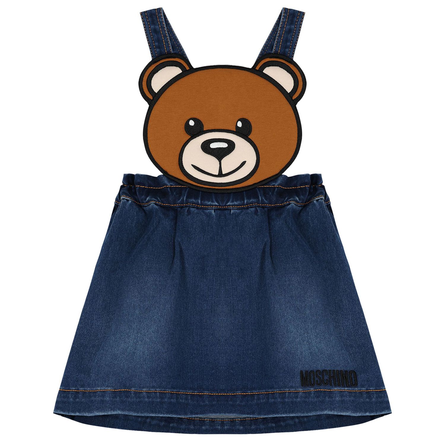 Younger Girls Pink & Blue Denim Teddy Bear Skirt Set, 1, hi-res image number null