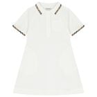 Girls White Check Polo Dress, 1, hi-res