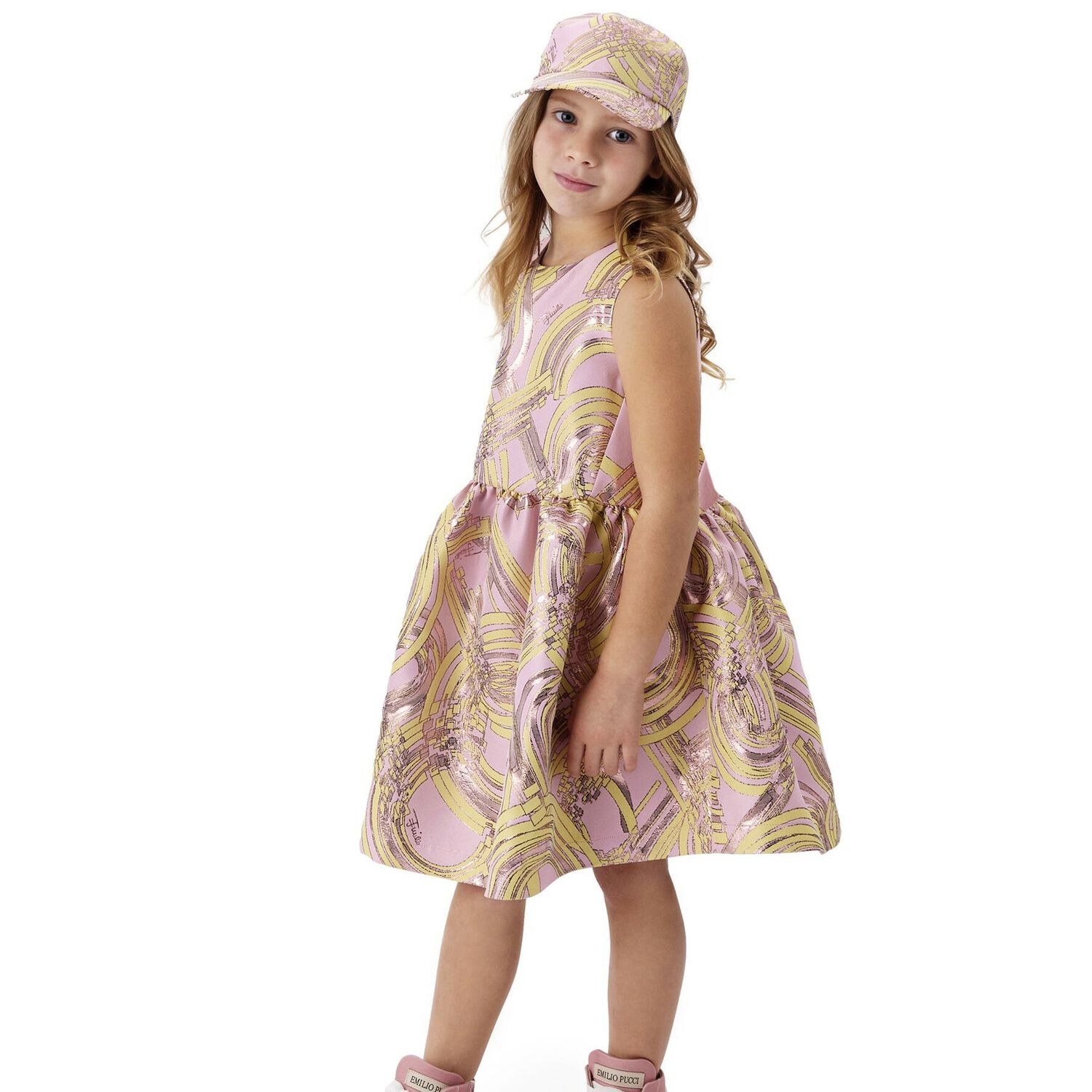 Emilio Pucci Girls Pink & Yellow Esploso Dress | Junior Couture USA