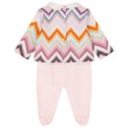 Baby Girls Ivory & Pink Logo Zig Zag Babygrow Gift Set, 1, hi-res