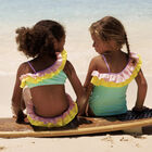 Girls Pink Frill Swimsuit, 1, hi-res