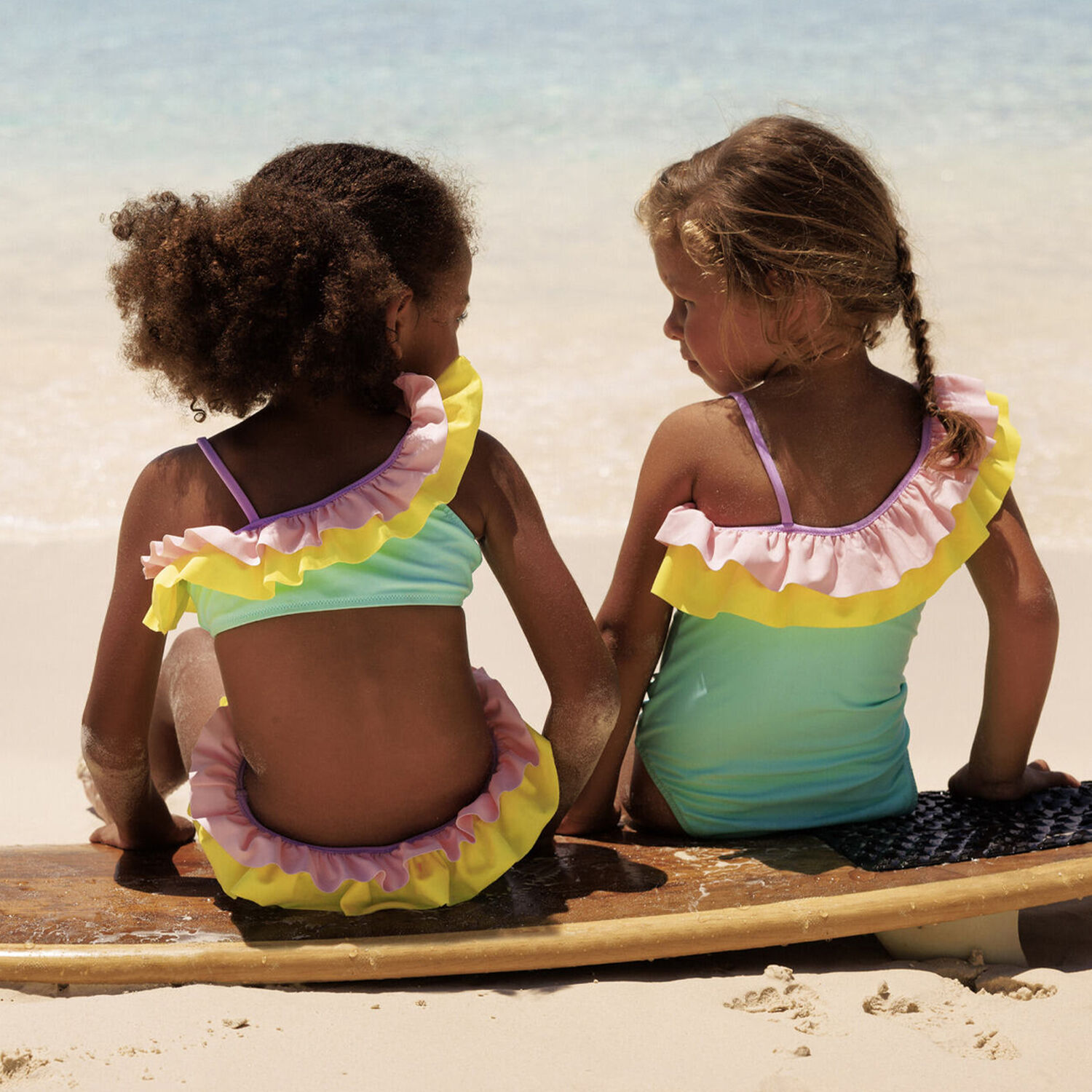 Girls Pink Frill Swimsuit, 1, hi-res image number null