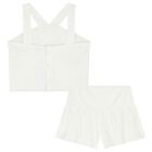Girls White Flower Shorts Set, 2, hi-res