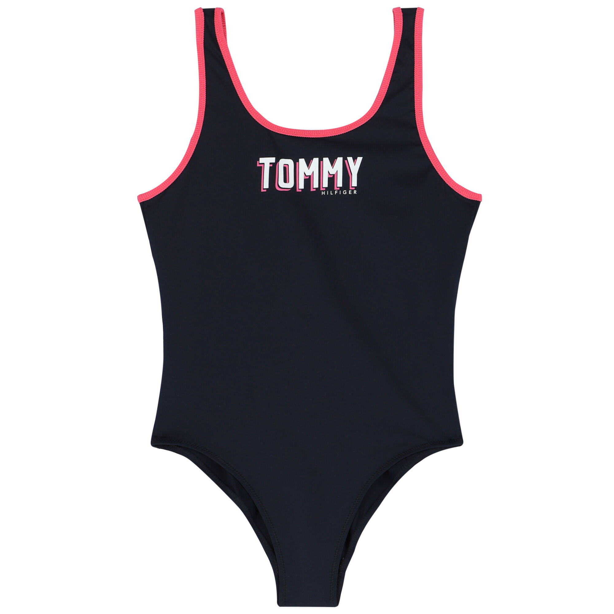 Tommy Hilfiger Girls Black Pink Logo Swimsuit Junior Couture