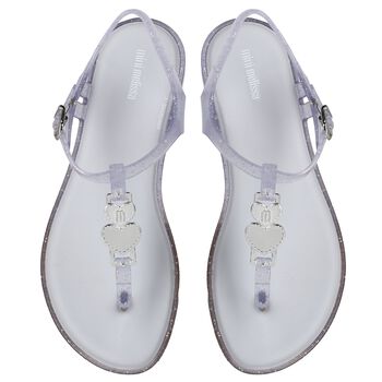 Girls White Glitter Solar Sandals