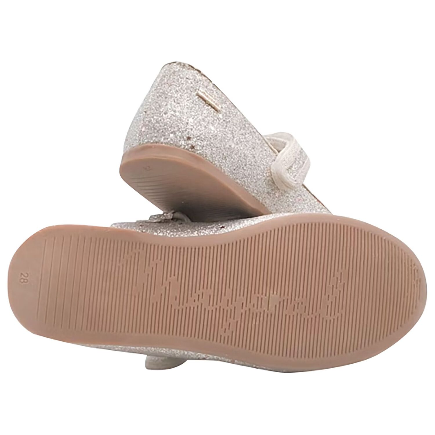 Girls Silver Bow Glitter Shoes, 4, hi-res image number null