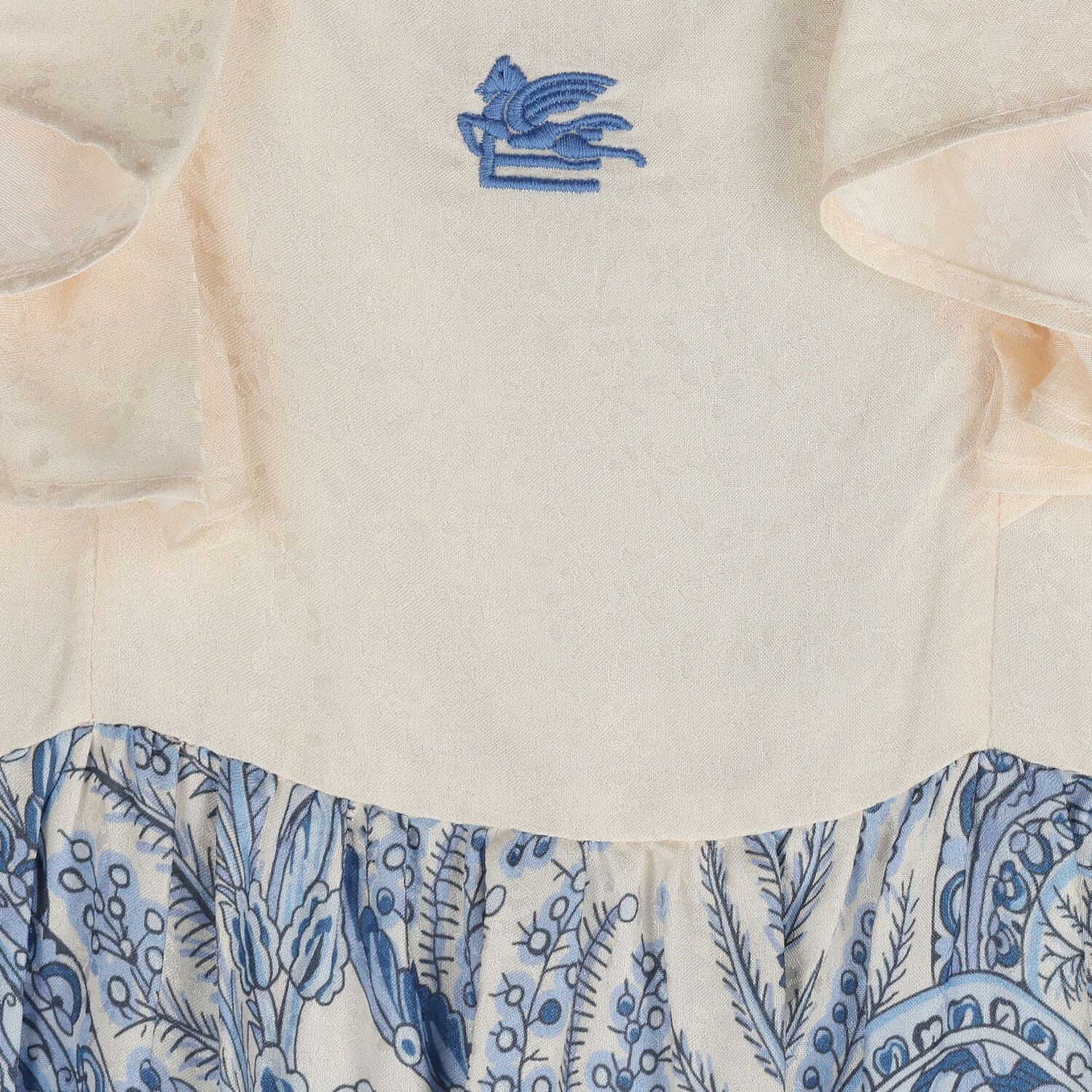 Girls Ivory & Blue Floral Paisley Dress , 1, hi-res