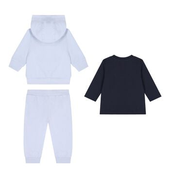 Baby Boys Blue & Navy Blue Logo Tracksuit Gift Set