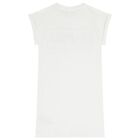 Girls White Rhinestones Logo Dress, 1, hi-res