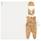 Beige & Ivory Geo Map Babygrow Gift Set, 1, hi-res