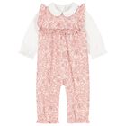 Baby Girls Pink & White Liberty Romper, 1, hi-res