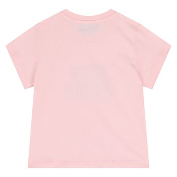 Younger Girls Pink Teddy Bear Logo T-Shirt