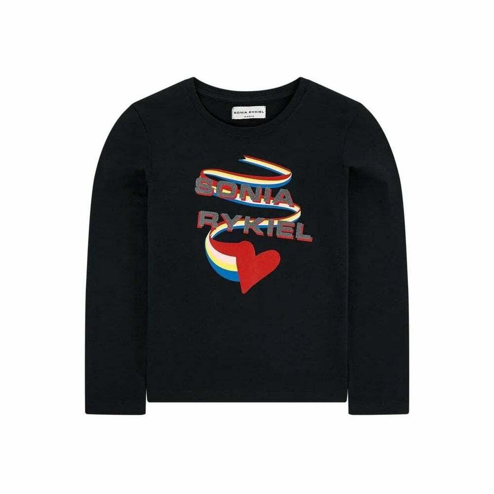 Sonia Rykiel Paris Girls Black Logo T-Shirt | Junior Couture